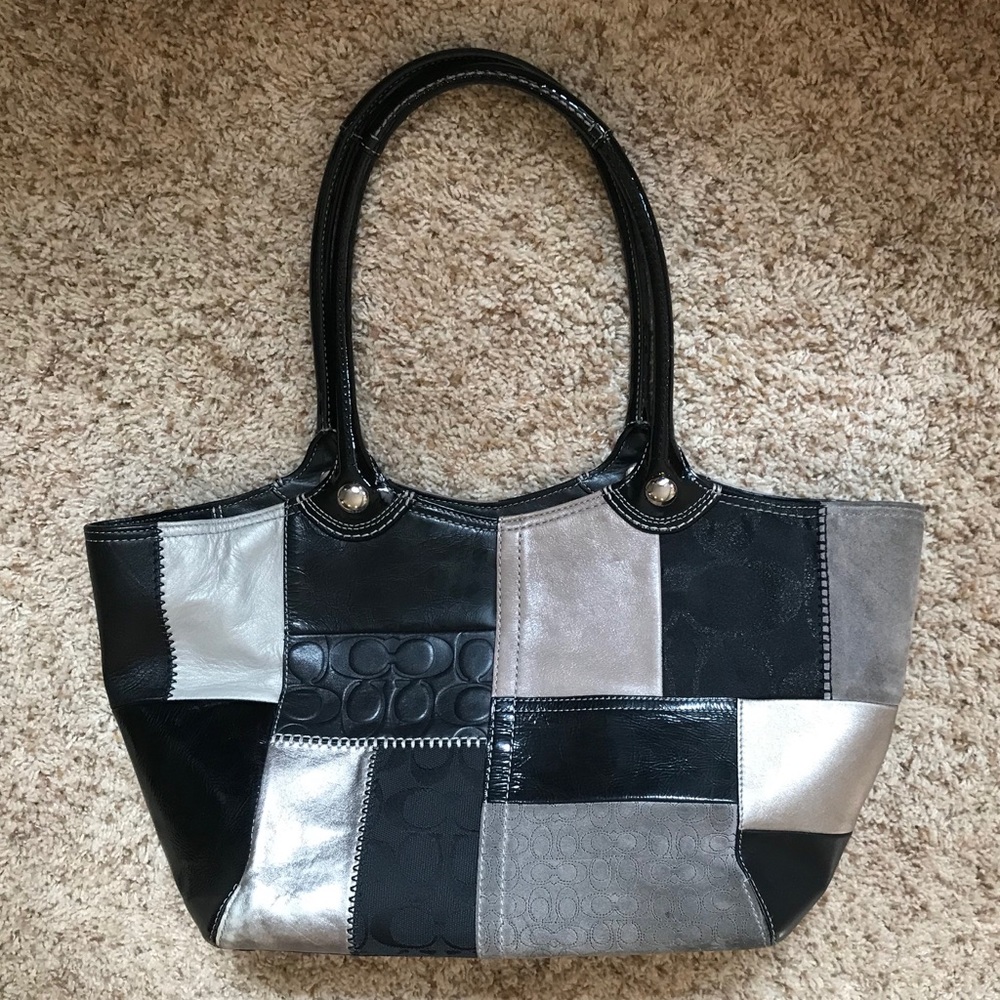 Coach Patchwork Leather & Suede Shoulder Bag